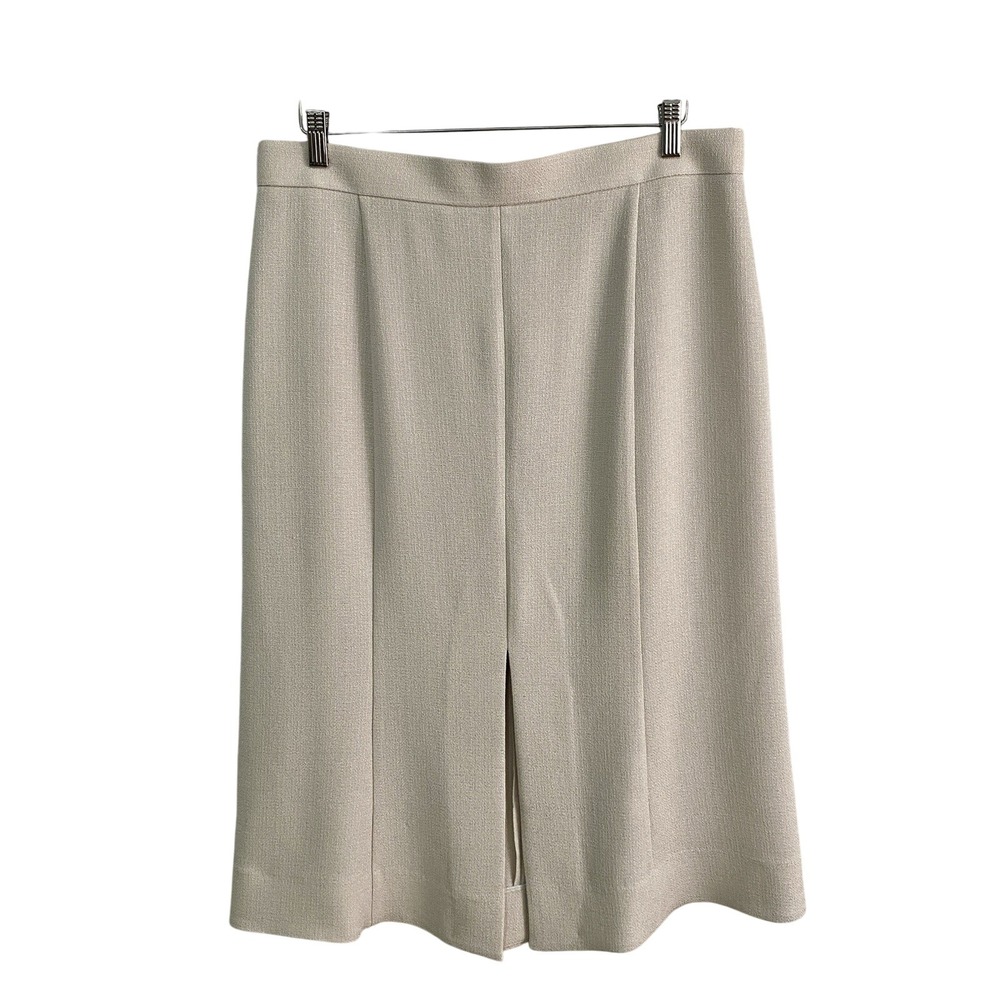 MM.LaFleur Eva Skirt in Magnolia Textured Suiting Front Slit Midi‎ Size 14